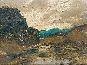 Karl Heffner Sunset over the river Germany oil painting artist